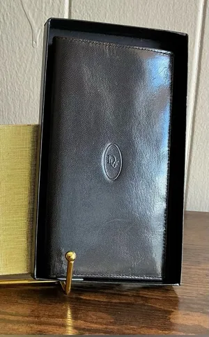 A HTF Rare Vintage Dark Brown Calfskin Leather Christian Dior Soft Travel Wallet thumbnail 1