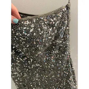 Scala One Shoulder Silver form fitting dress‎ with high slits size MED thumbnail 2