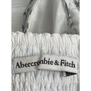 Abercrombie & Fitch Blue White Floral Tie Shoulder Smocked Midi Dress Medium thumbnail 7