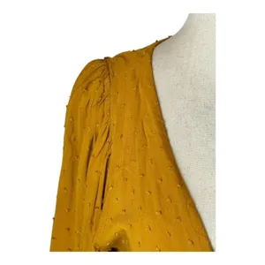 Auguste The‎ Label Shirt Women 4 Yellow Ocher Swiss Dot Frida Wrapped Blouse thumbnail 4
