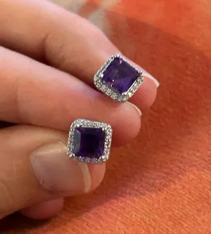925 Sterling Silver lot e31 stud purple amazing unique thumbnail 1