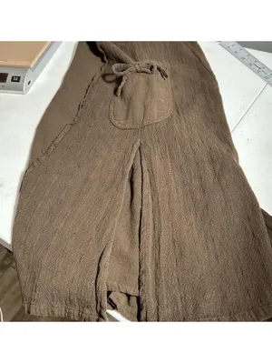 Brown Boho Chic Cotton Gauze Wide Leg Palazzo Pants Size Medium Lagenlook thumbnail 6