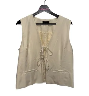 New Vici Collection Harlyn Dual Front Tie Top Ivory Size XL thumbnail 3