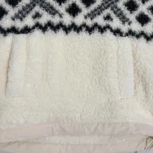 Abercrombie & Fitch Sherpa Fleece Quarter Zip Fair‎ Isle Pullover Cream Small thumbnail 7
