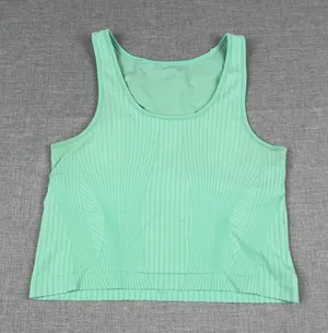 Lululemon Tank Top Womens Small Green Cropped Built-In Bra Moisture Wicking Yoga thumbnail 1