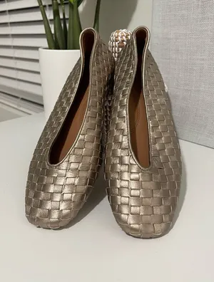GENTLE SOULS Willow Metallic Woven Leather Ballet Flats - Champagne 10 thumbnail 1