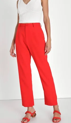 Lulus Red High Waist Pants thumbnail 1
