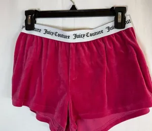 Juicy Couture Shorts Womens S Hot Pink Velour Rhinestone Logo Lounge Sleep thumbnail 1