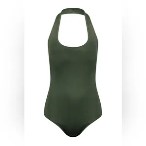 BOOHOO Olive Green Basic Halter Bodysuit thumbnail 2