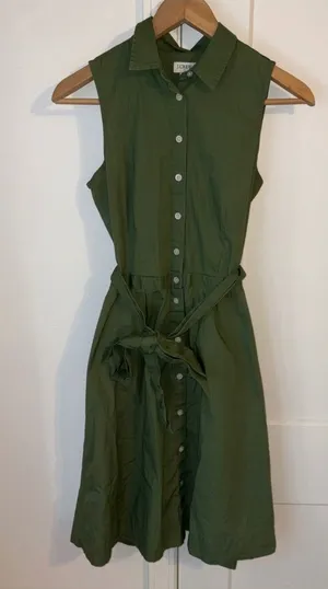 J.Crew $98 Woman’s Size 2 Sleeveless Button-Down Summer Midi Dress with Belt thumbnail 1