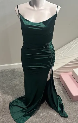 Windsor emerald‎ green long evening gown with side slit size small thumbnail 1