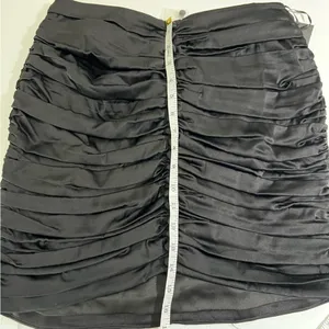 NWT Retrofête Ina Black Silk Satin Ruched Mini Skirt M Holiday Party thumbnail 9