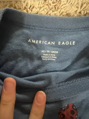 American Eagle Blue Cropped Shirt thumbnail 2