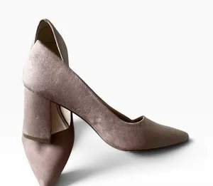 Michael Kors Elaina beige suede block heel pointy toe pumps shoes size 9 thumbnail 1