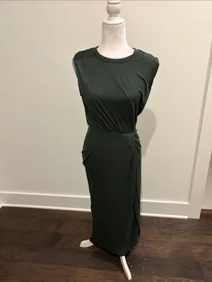 New With Tags Elan Front Slit Dark Green Midi Dress Sz S thumbnail 5
