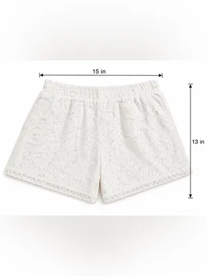 H&M White Lace Shorts Womens US 10 NWT Elastic Waist Lined Boho Cotton thumbnail 3