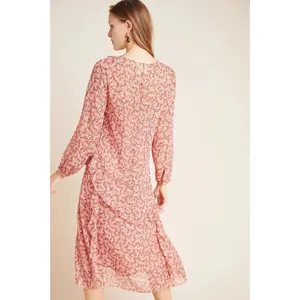 Maeve Anthropologie Sirena Ruffled Tunic Puff Sleeve Ruffle Dress Size Medium‎ thumbnail 2