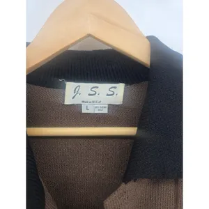 J.S.S. Cardigan Jacket Womens‎ L Wool Blend Brown Pom Pom EUC Size L thumbnail 2