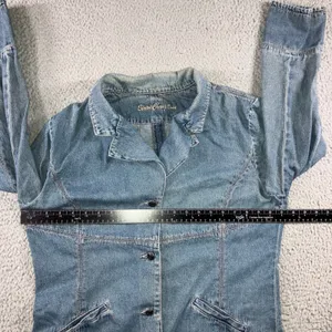 Vtg‎ Simon Chang Denim Jacket Women 16 Button Front Y2K Classic Minimalist thumbnail 4