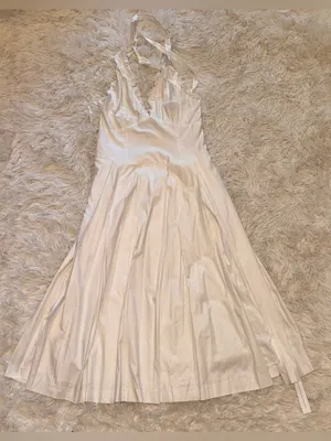 NEW Reformation White Halter Beaux Midi cotton Dress sz 8 thumbnail 6