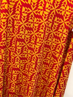 LuLaRoe Red & Mustard Geometric Print Maxi Skirt XXS Fold Over Waist NWT Boho thumbnail 3