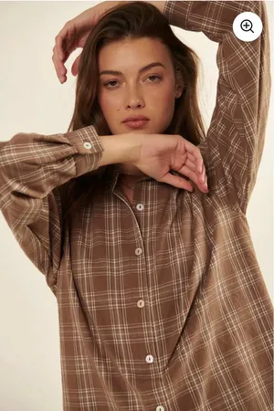 Prómesa Work From Home Plaid Button Up Shirt Romper thumbnail 2