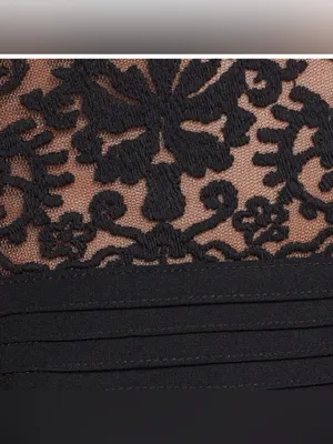 Tadashi Shoji Illusion Lace Pintuck Gown Black Large thumbnail 3