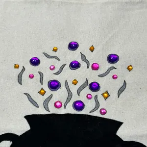 Hand Painted Magic Cauldron Halloween Cotton Tote Bag thumbnail 3
