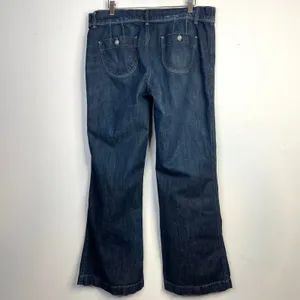 American Eagle Vintage Y2K Mid Rise Wide Leg Flare Trouser Jeans Dark Wash 14 thumbnail 5