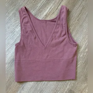 Banana Republic Workout Ribbed Fitted Crop Tank Top Mauve Purple Size XS thumbnail 3