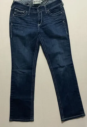 Ariat Dark Indigo Bootcut Jeans with Contrast Pocket Stitching thumbnail 1