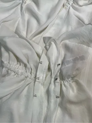 ASOS white solid v neck ballon sleeve blouse. Elastic waist. Size 6 thumbnail 6