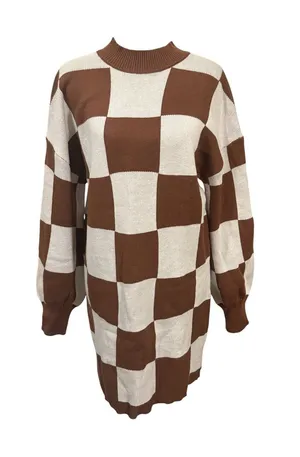Zesica | Checker Knit Long Sleeve Dress size M thumbnail 1