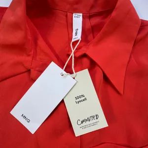 Mango MNG Orange Red Lyocell Sleeveless Shirt Womens XS Collar Button Pocket NWT thumbnail 7