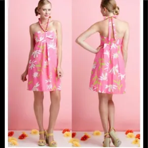 Lilly Pulitzer beaded halter neck pink print dress thumbnail 2