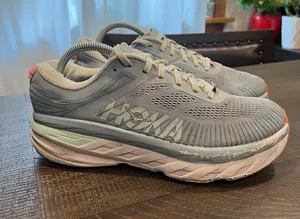 Hoka Gray light blue/gray running shoes 10 women WIDE thumbnail 1