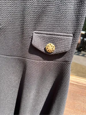 Forever 21/Ellen Black Textured Skater Mini Dress Gold Buttons XS thumbnail 3