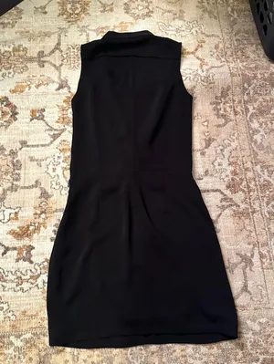 Babaton Aritzia Women's Phoenix Black Dress V-neck Sleeveless Lined thumbnail 8