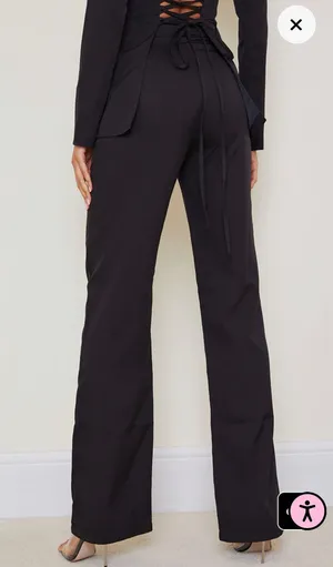 Pretty Little Thing Black Wide Leg High Waist Pants thumbnail 3