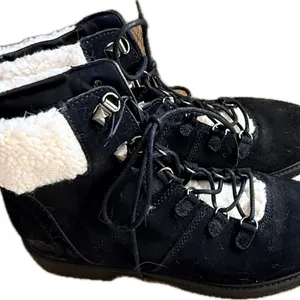 Marc Fisher Black Leather Boots with Sherpa Trim nwt thumbnail 2