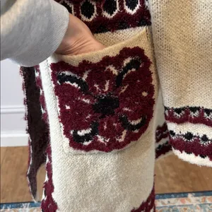 MAX Sport Embroidered Knit Embroidered Longline Cardigan M Boho Western Cowboy thumbnail 6