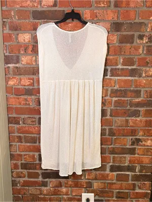 Free people womens sleeveless knit sweater tunic beach cover-up cream S thumbnail 5
