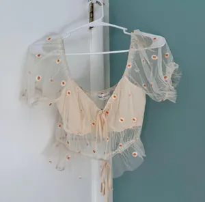 floral mesh top Tan thumbnail 1