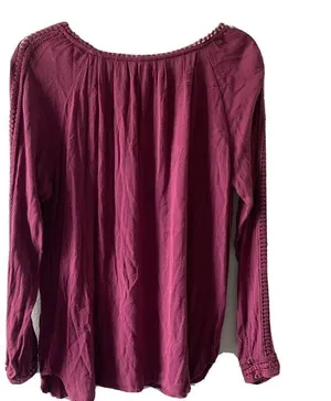 Knox Rose Womens Size Large Purple Rayon Gauze Flowy Blouse Top thumbnail 3
