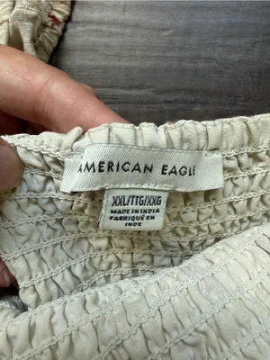 American Eagle Outfitters XXL Cream Crop Top with Pink Floral Print thumbnail 2