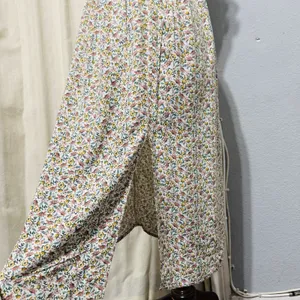 AUW L Green Floral Smocked Tie-Front Ruffle Strap Slit Midi‎ Dress Padded Bra thumbnail 6
