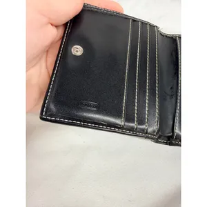 Coach Black Signature Jacquard Leather Tri-fold Buckle Wallet Vintage Y2K thumbnail 4