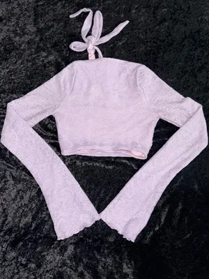 Oh Polly Lavender Lacey Halter Crop Top thumbnail 3