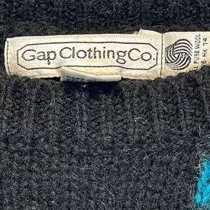 Vintage GAP Clothing Sweater Women's Medium‎ Blue Black Check Thick Knit Wool thumbnail 3