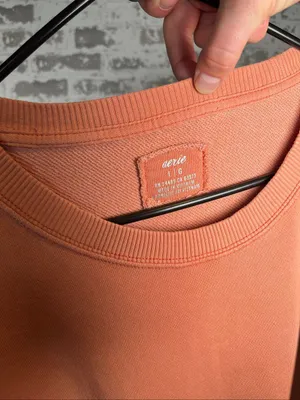 Aerie | women distressed peach crewneck pullover with pocket thumbnail 3
